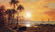 Albert Bierstadt, Tropical Landscape with Fishing Boats in Bay